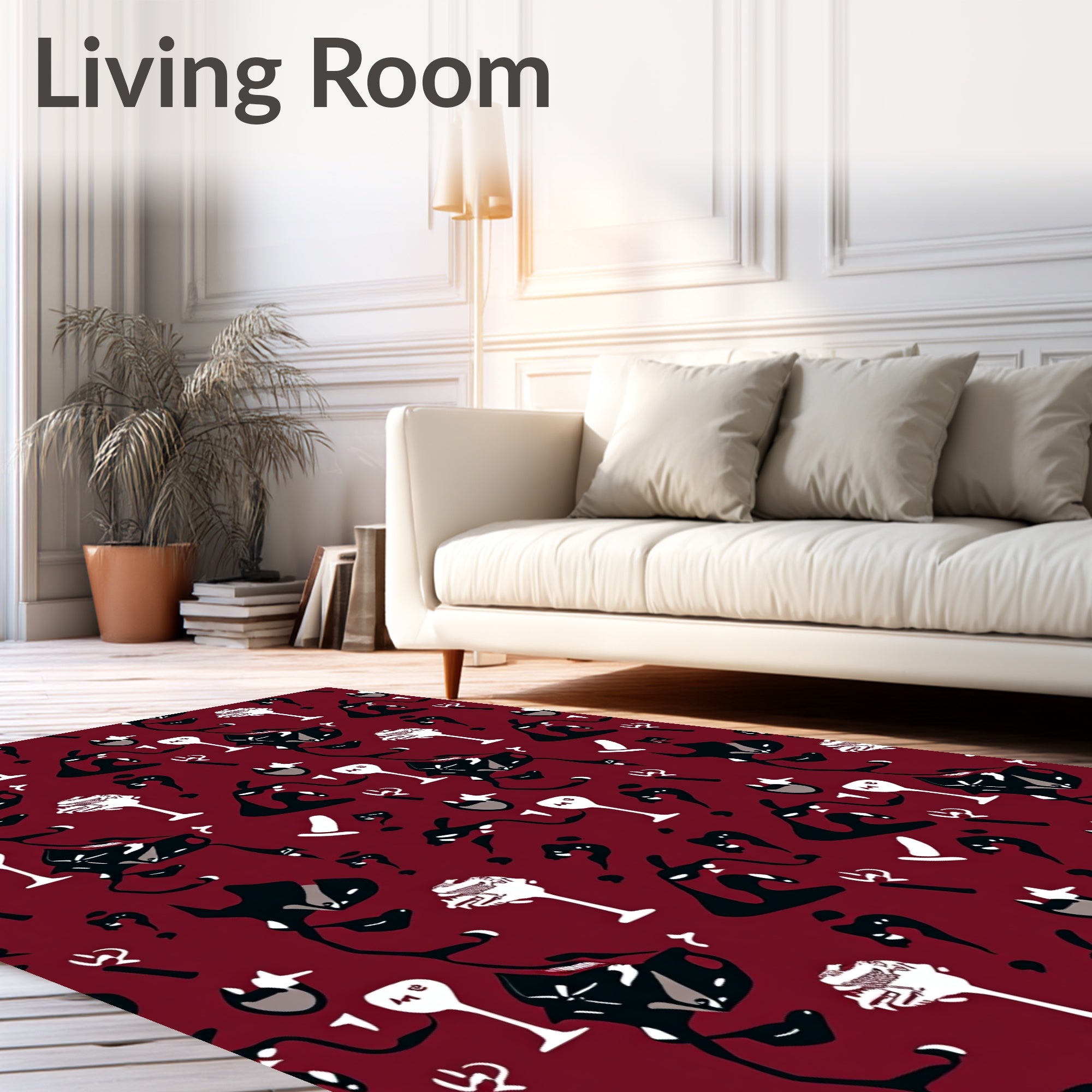 Crimson Organic Abstract Forms Rug