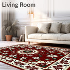 Deep Red Floral Medallion Arrangement Rug