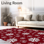 Crimson White Snowflake Medley Rug