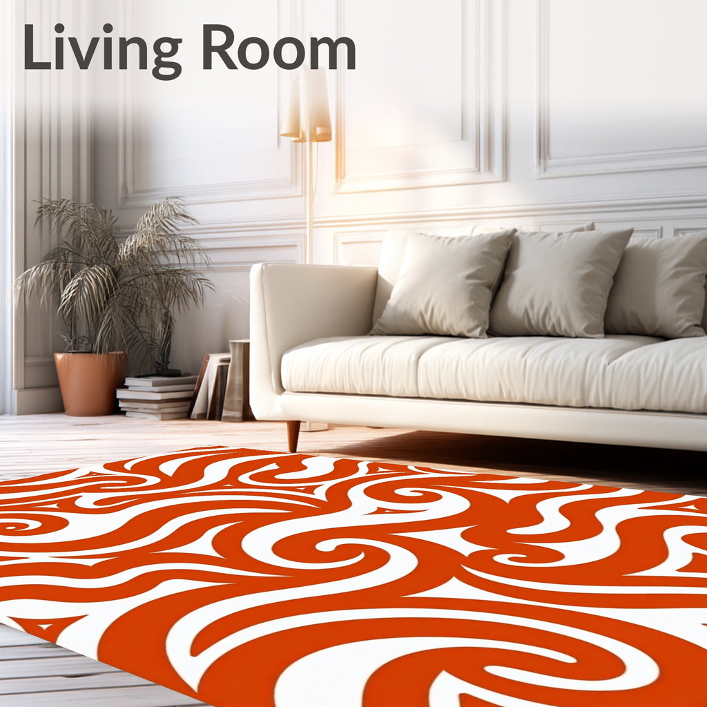 Bold Orange Tribal Swirl Rug