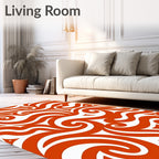 Bold Orange Tribal Swirl Rug