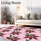 Dark Red Blooming Floral Accents Rug