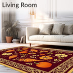 Deep Red Autumn Harvest Botanical Rug