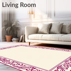 Elegant Magenta Floral Border Rug