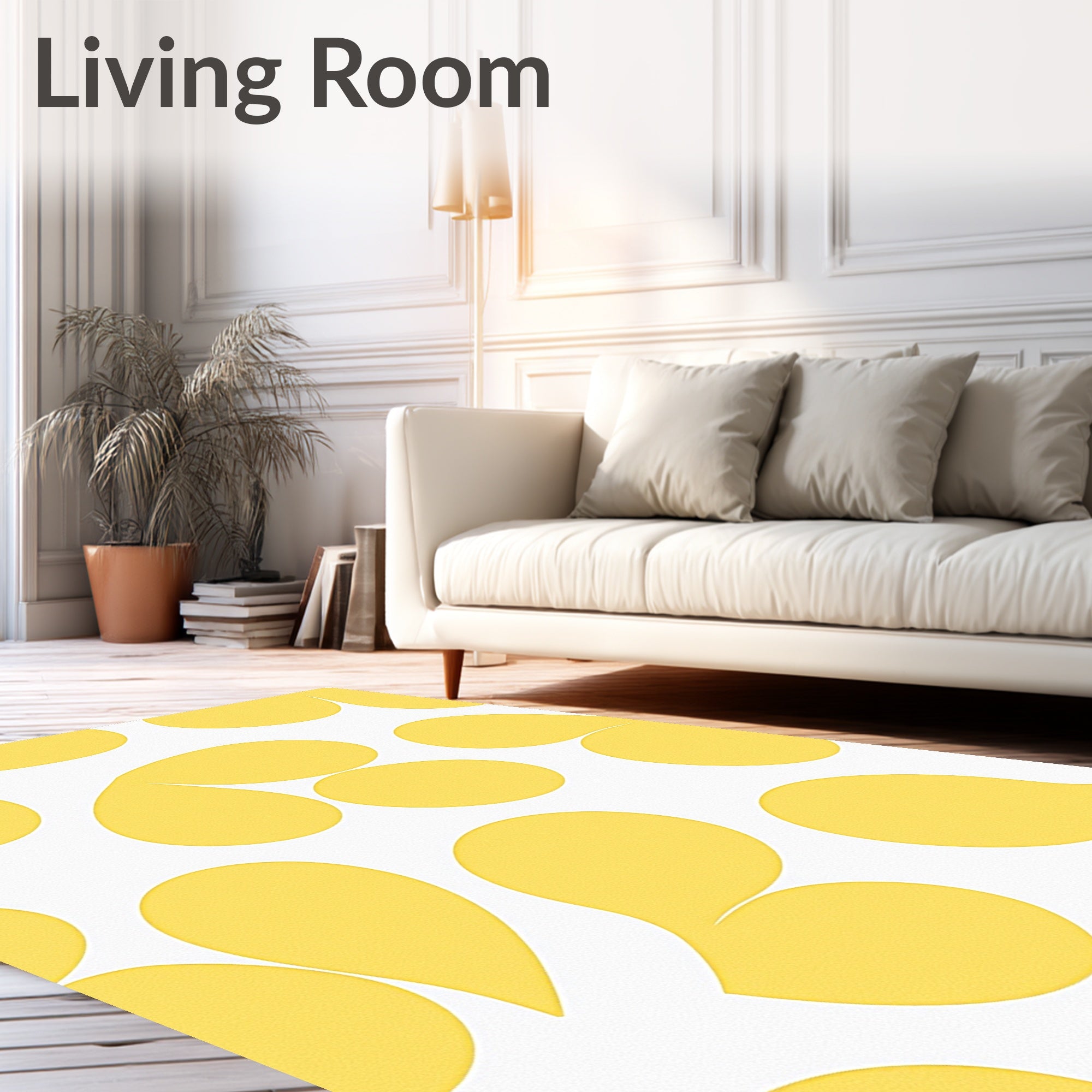 Sunny Yellow Abstract Petal Cluster Rug