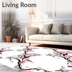 Pink Black Gray Abstract Splatter Flow Rug