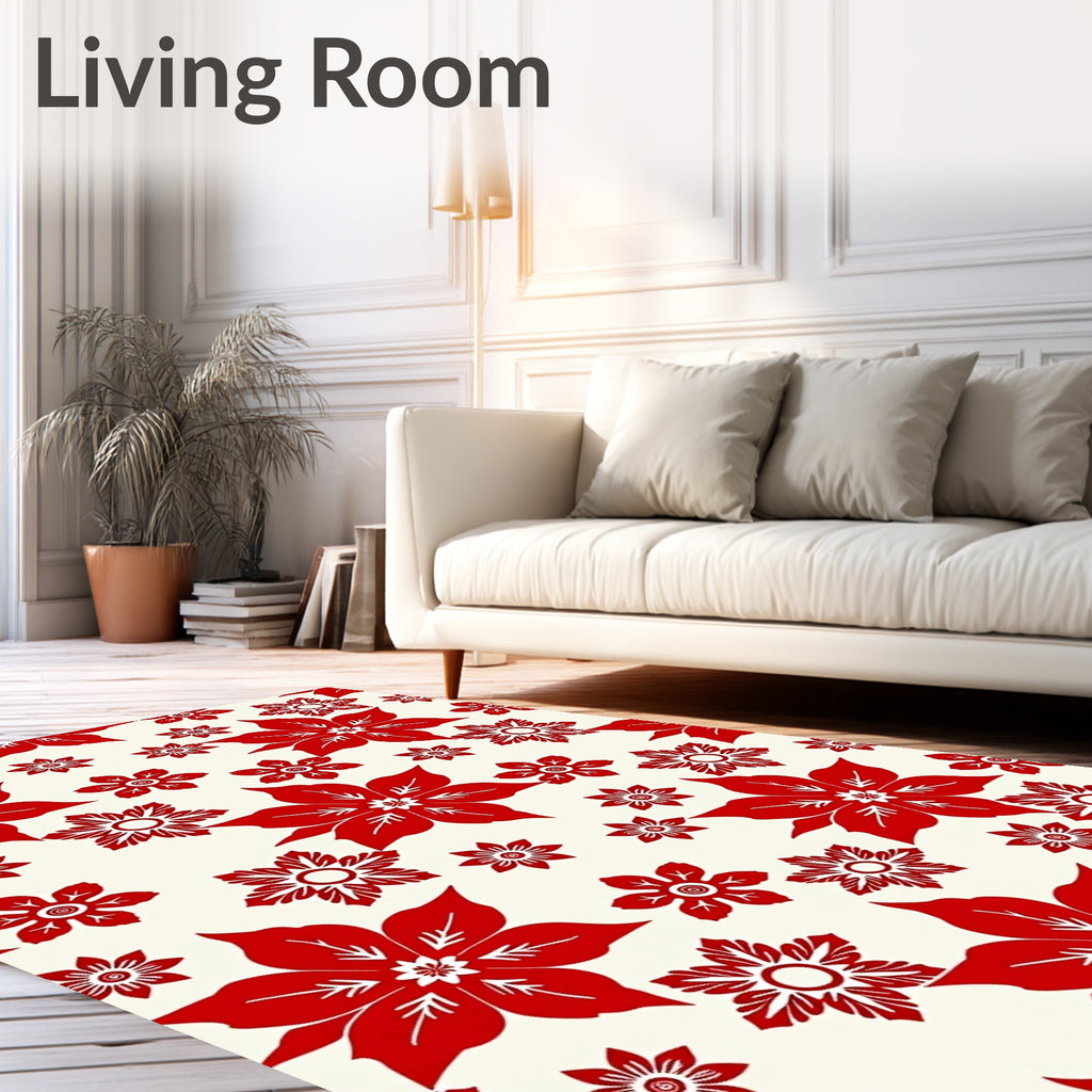 Bold Red Floral Arrangement SeamlessRug Rug