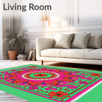 Vibrant Fuchsia Floral Mandala Rug