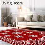 Red White Snowflake Mandala Rug