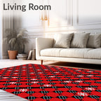 Red White Snowflake Geometric Lattice Rug