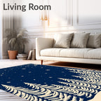 Midnight Winter Forest Snowfall Scene Rug