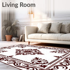 Dark Red Traditional Floral Scroll Rug