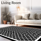 Black White Chain Link Graphic Rug
