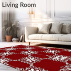 Deep Red Ornate Snowflake Lattice Rug