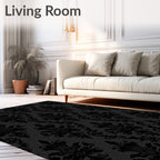 Dark Gray Vintage Floral Tapestry Rug