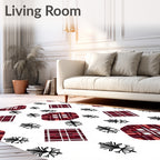 Crimson Tartan Diamond Foliage Medallion Rug