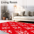 Bold Red White Floral Garland Rug