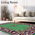 Ornate Crimson White Blue Medallion Rug
