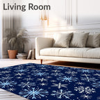 Winter Blue Snowflake Collage Rug