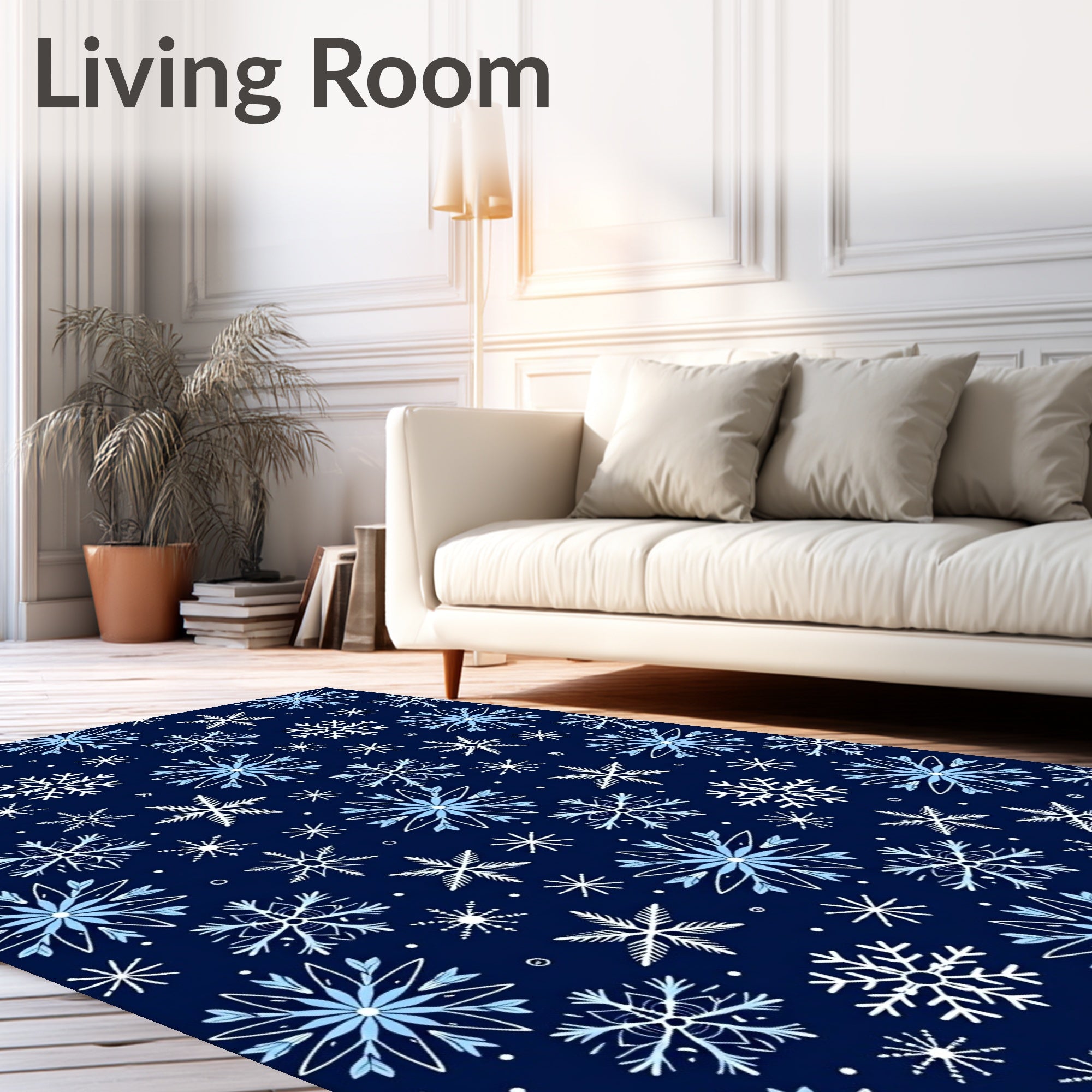 Winter Blue Snowflake Collage Rug