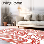 Coral Red Swirling Abstract Lines Rug