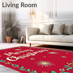 Festive Red Whimsical Starburst Greeting Rug