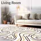 Swirling Waves Brown and Gold Rug