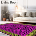 Vibrant Pink Geometric Maze Rug