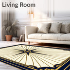 Art Deco Navy Gold Starburst Rug