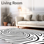 Black White Optical Swirl Rug