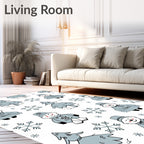 Cute Snowman And Snowflake Winter Trees Rug