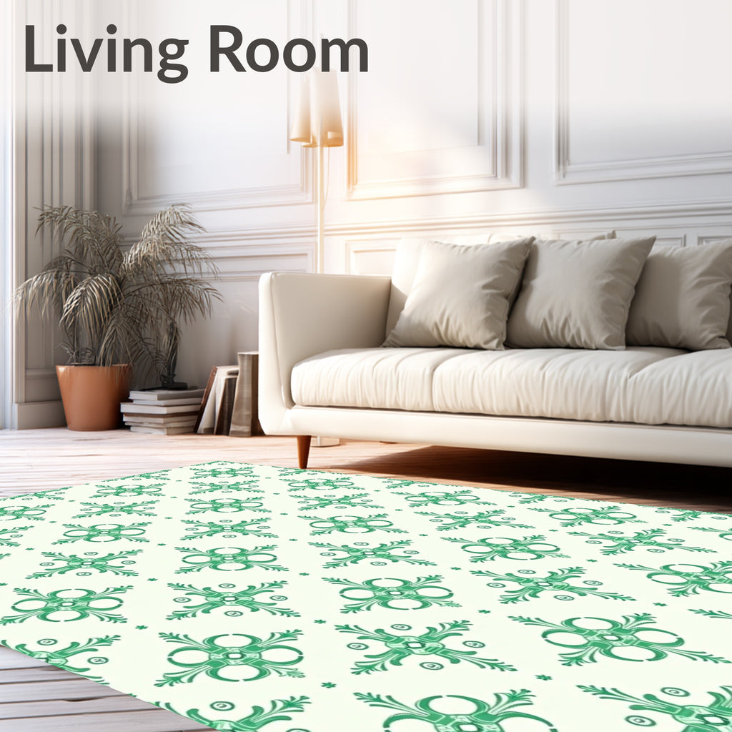 Emerald Green Classical Floral Medallion Rug