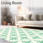 Emerald Green Classical Floral Medallion Rug