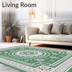 Emerald Green Medallion Floral Border Rug