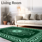 Emerald Teal Medallion Border Rug