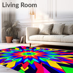 Kaleidoscope Starburst Radiant Colors Rug
