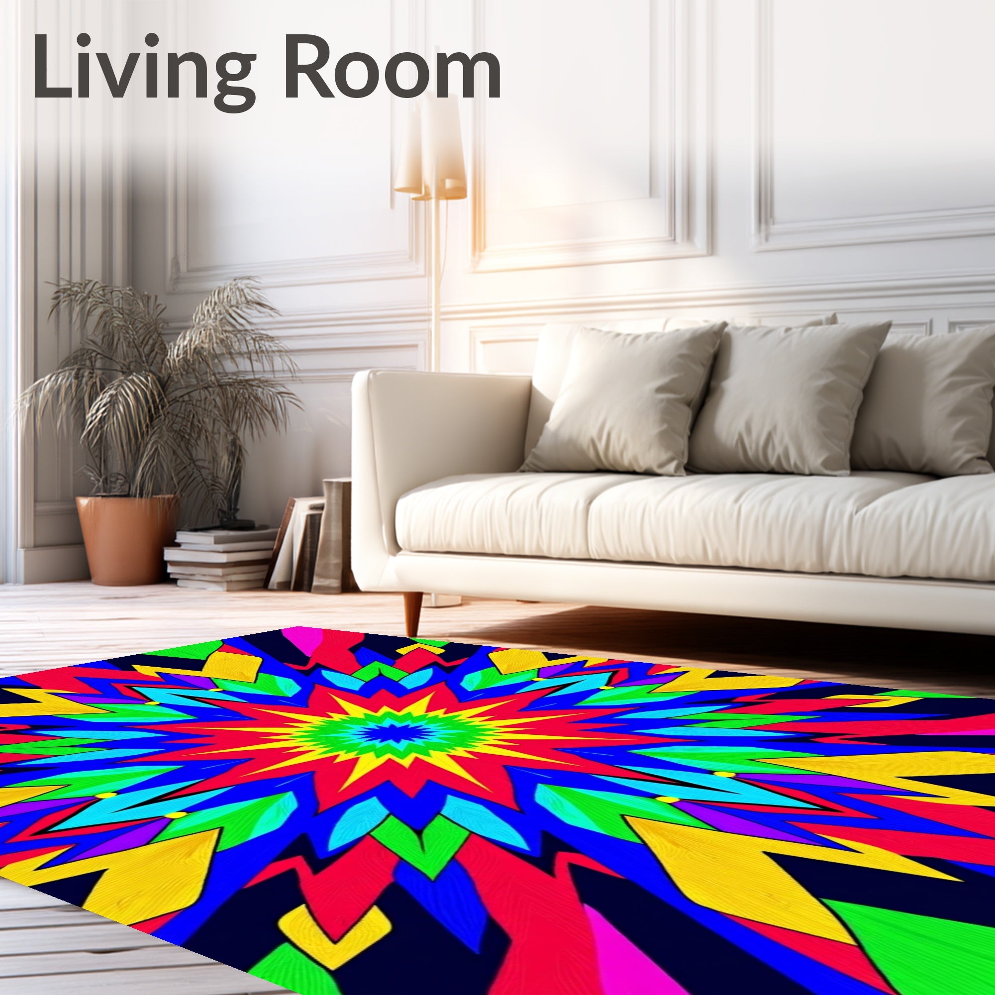 Kaleidoscope Starburst Radiant Colors Rug