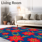 Crimson Floral With Gold Leaves Rug