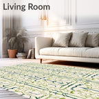 Verdant Ivory Art Nouveau Floral Rug