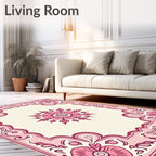 Pink Floral Medallion Border Rug