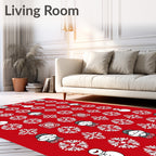 Christmas Snowmen Snowflake Pattern Rug