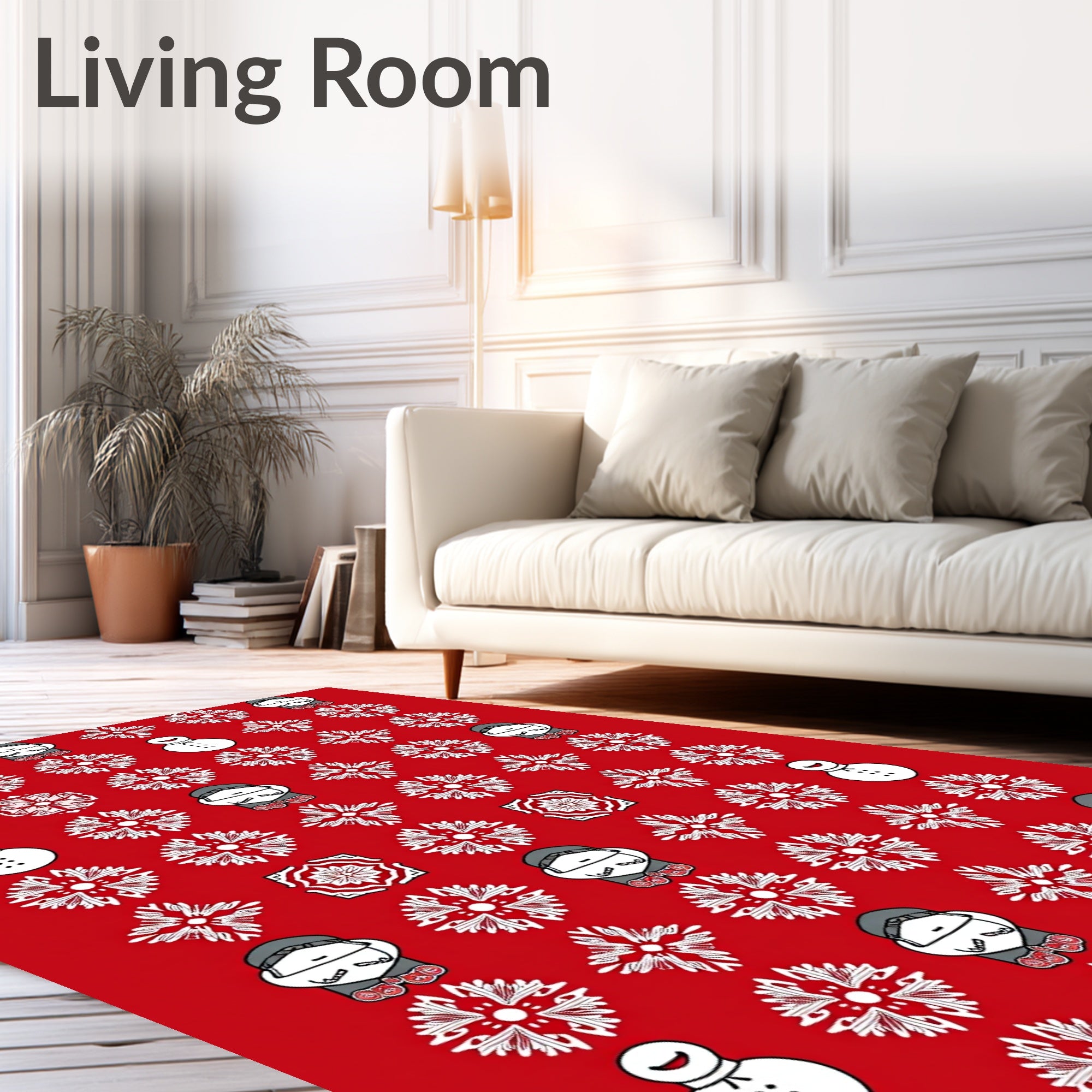 Christmas Snowmen Snowflake Pattern Rug