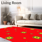 Vibrant Red Geometric Starburst Rug