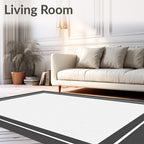 Minimalist Dark Gray White Frame Rug