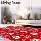Red Cream Whimsical Gingerbread Houses Rug