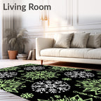 Pale Green White Floral Medallion Rug