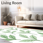 Subtle Green Leaf Branch Repeats Rug