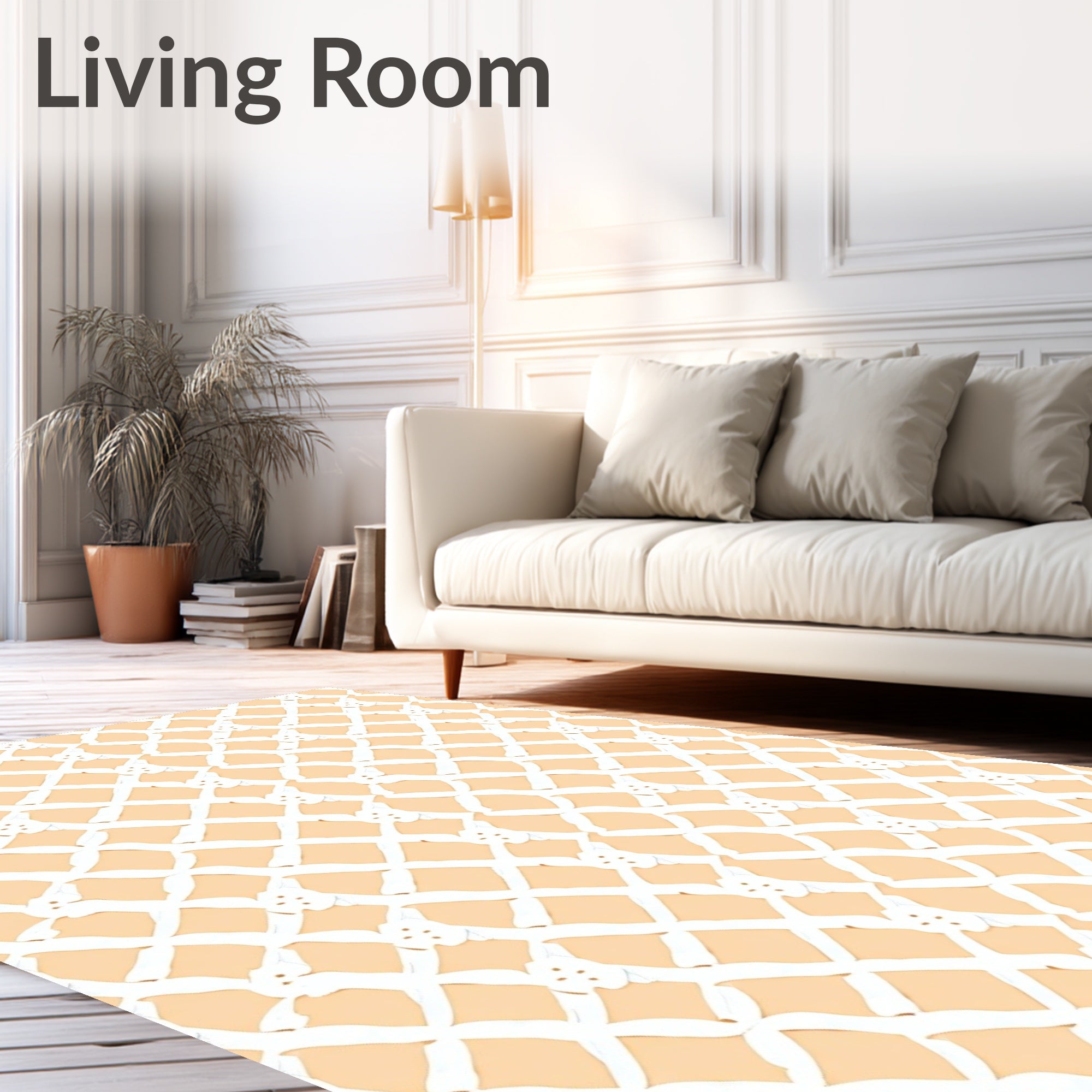 Cream White Lattice Detail Rug