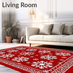 Winter Snowflakes Red Ornament Rug