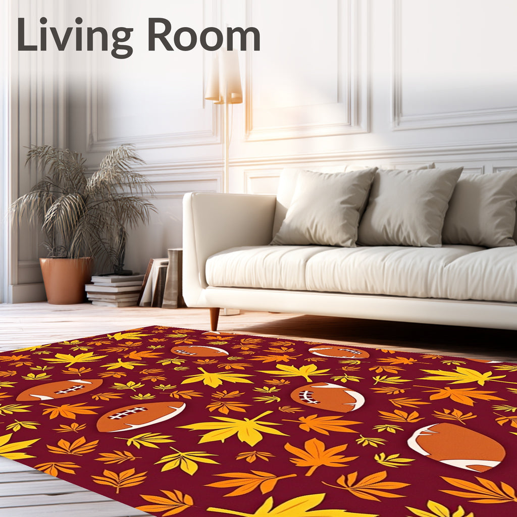 Crimson Leaf Football Medley Rug